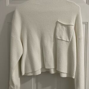 Elegant White Ribbed Sweater with matching pants.